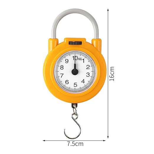 Handheld Scale, Small Food Weighing Scale 22lb Load Capacity High Accuracy Portable Kitchen Spring Scale for Household (Yellow)