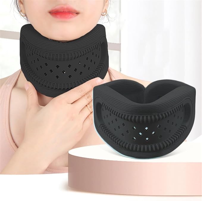 Neck Brace for Neck Support and Pain Relief, Silicone Foam Cervical Collar Wrap Keep Vertebrae Stable for Relief of Cervical Spine Pressure (Black)