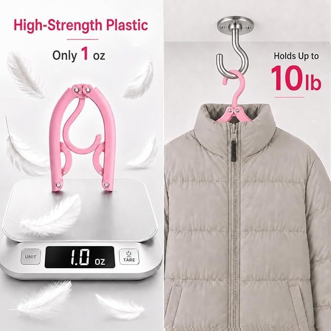 20 PCS Travel Hangers with 12 Pcs Clips - Cruise Ship Essentials Portable Folding Clothes Hangers Travel Essentials Foldable Clothes Drying Rack for Travel