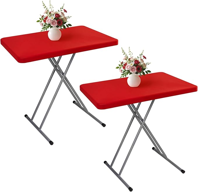 Wolkemer 2 Pack Red Fitted Tablecloth 20x30 Inch Rectangle Elastic Edges Table Cloth, Spandex Stretch Table Cover with Machine Washable Fabric for Wedding Party Picnic Dining Indoor Outdoor