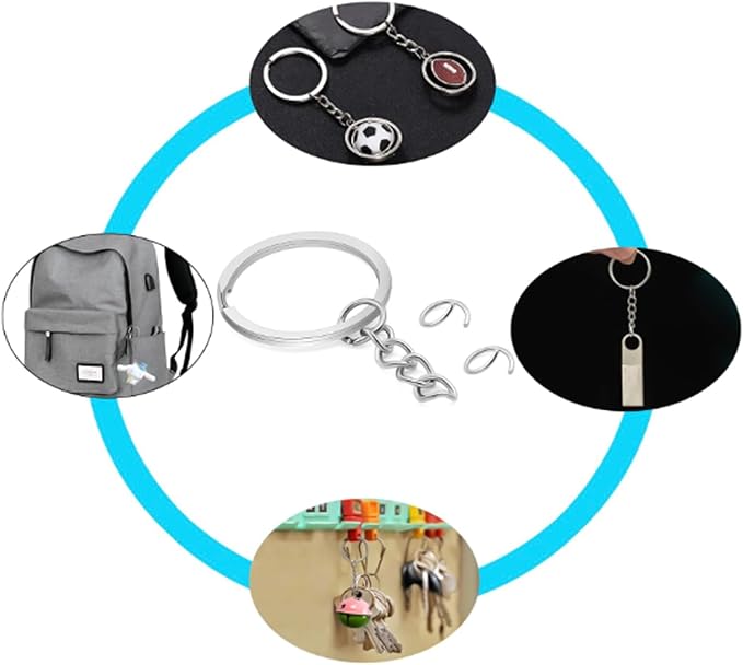 100Pcs Keychain Key Ring with Chain Bulk Split Key Chain,1.1 Inch Key Chains Parts with Open Jump Ring Connector for Jewelry Making Crafts (White K)
