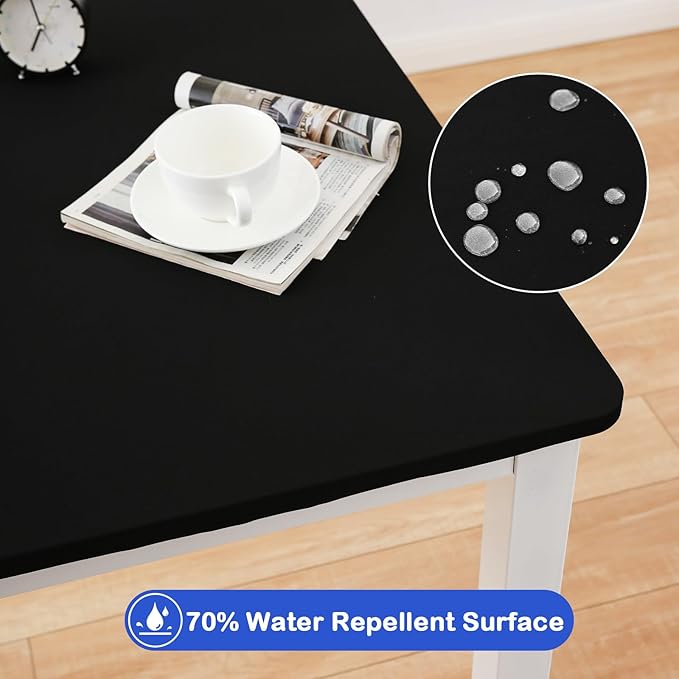 Wolkemer 2 Pack 3 Foot Black Fitted Tablecloth 36x36 Inch Square Elastic Edges Table Cloth, Spandex Stretch Table Cover with Machine Washable Fabric for Wedding Party Picnic Dining Indoor Outdoor