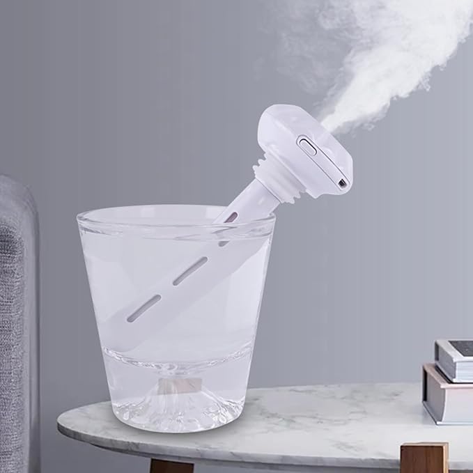 Portable Humidifiers for Travel, USB Mini Humidifier Fits Any Water Bottle or Cup Ultra Quiet Adjustable Cool Mist Personal Humidifier with Night Light