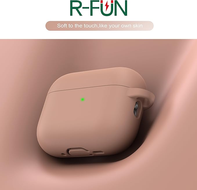 R-fun for AirPods Pro 3 Case (2025), Soft Silicone Protective Case Cover Compatible with Apple AirPods Pro 3rd Generation (USB-C Cable) for Women Men with Cleaning Kit and Keychain, Milk Tea
