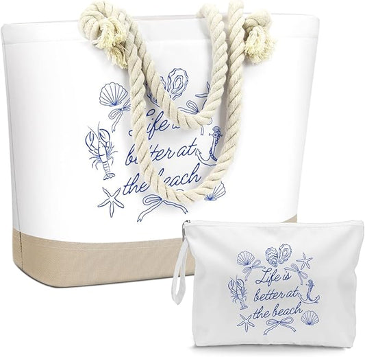 BELLOWDEER Beach Bags for Women, Wet Bag Cosmetic Bag for Beach Toiletries, Summer Travel Essentials, Gifts for Women