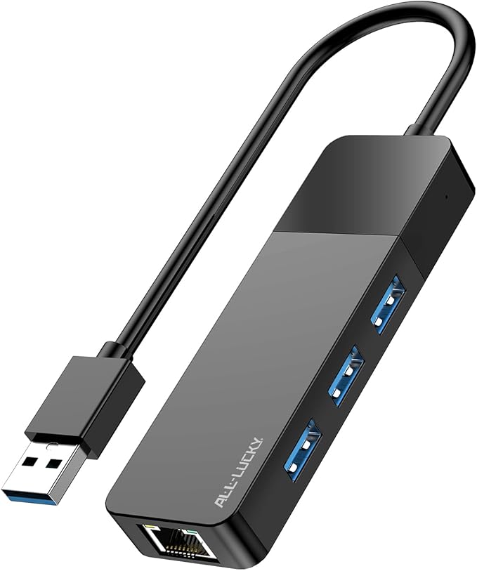 ALL-LUCKY USB Hub with Ethernet Adapter, 4-in-1 USB 3.0 Gigabit Network Hub (1000Mbps, 3×USB 3.0 + RJ45), Plug and Play for Laptop/PC/MacBook/Surface Pro/Dell XPS/HP, Windows/Mac OS/Chrome OS