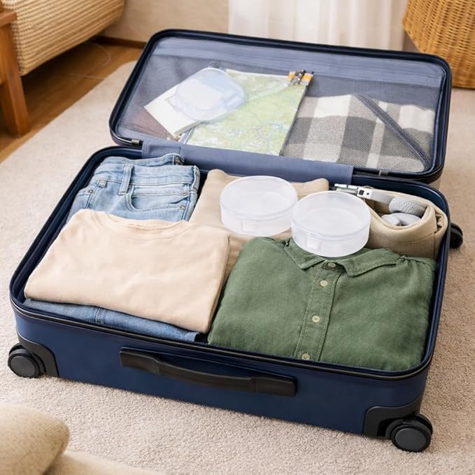 10-Pack Cotton Round Holder Travel Case, Portable Cotton Pad Holder with Snap Lids, Compact Toner Pad Travel Case for Makeup Remover Pads, Skincare Organizer for Purse, Gym, Bathroom