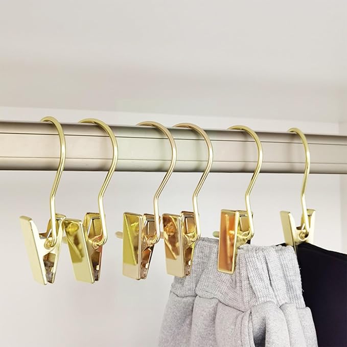 10Pcs Gold Boot Clips for Hanging, Single Clip Hangers, Laundry Hooks, Hat Clips for Hanging, Clothes Clip for Hanging Clothes, Premium Clothes Pins