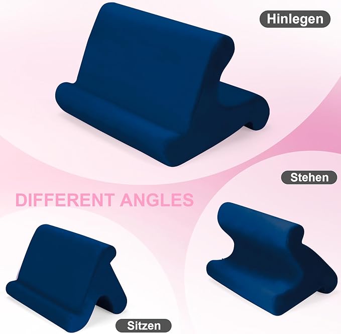 Universal Multi-Angle Tablet Stand Holder-Soft Pad Stand with black phone holder for Lap,Knee,Sofa and Bed,Compatible with iPad Pro 9.7,10.5,12.9 Air Mini 4 3,Kindle,Galaxy Tab,E-Reader (Navy Blue)