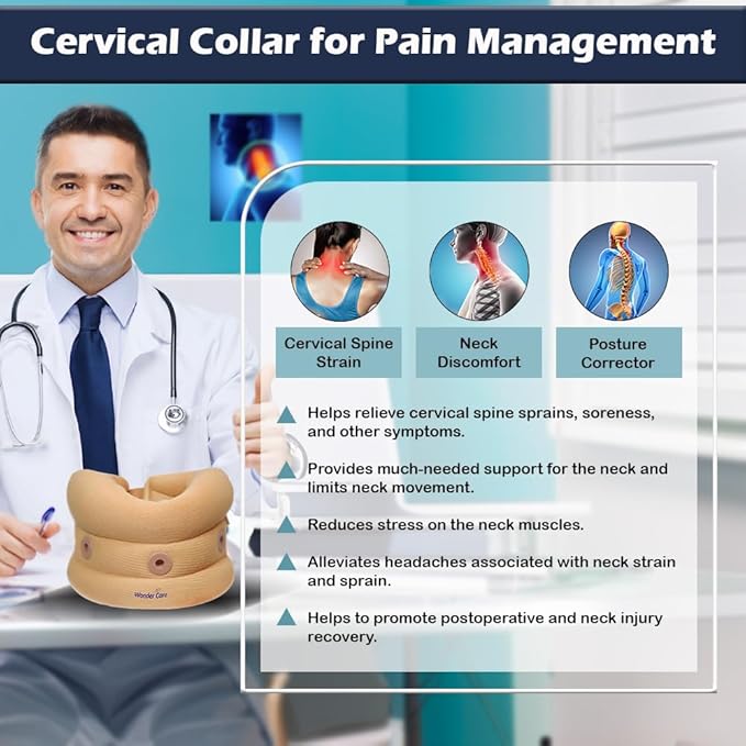 Wonder Care Neck Brace for Sleeping Cervical Collar Adjustable Neck Support Brace Relief Cervical Spine Pressure Ideal for Travel, Office Workers & Neck Injury Recovery, X-Large