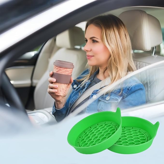 Zpana Bling Car Cup Holder Coaster, 2PCS Crystal Rhinestone Non Slip Waterproof Vehicle Insert Water Bottle Holder Pads, Shockproof Auto Interior Decorative Coasters, Universal Fit (Bright Green)