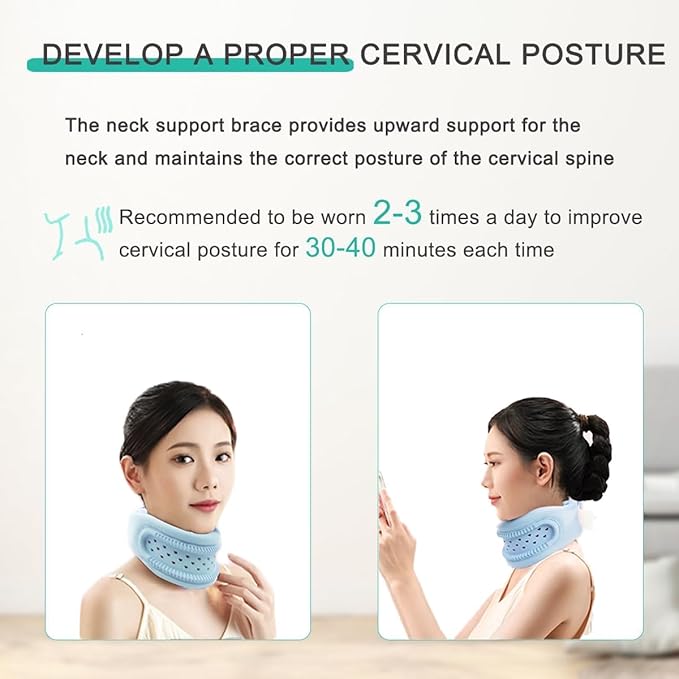 Neck Brace for Neck Support and Pain Relief, Silicone Foam Cervical Collar Wrap Keep Vertebrae Stable for Relief of Cervical Spine Pressure (Blue)