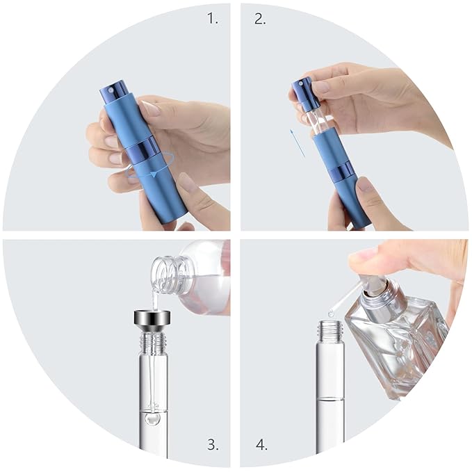 Lil Ray 8ml Portable Mini Perfume Atomizer(7 PCS) Refilable Empty Small Spray Bottle with Lifting Nozzle for Travel, Pocket Cologne Sprayer (7 Colors)