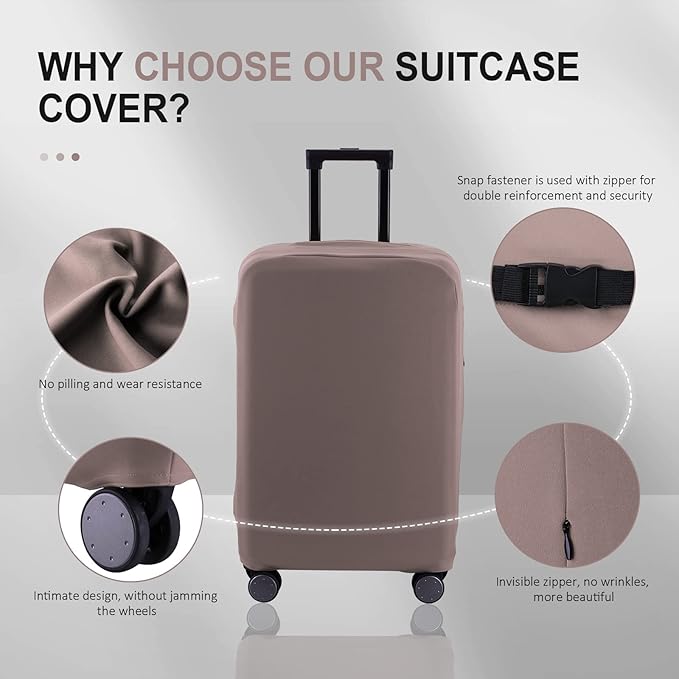 Travel Luggage Cover Protector Scratch-Resistant Fit 19-33 Inch, Not Included Suitcase (Khaki, 3XL(32-33inch))