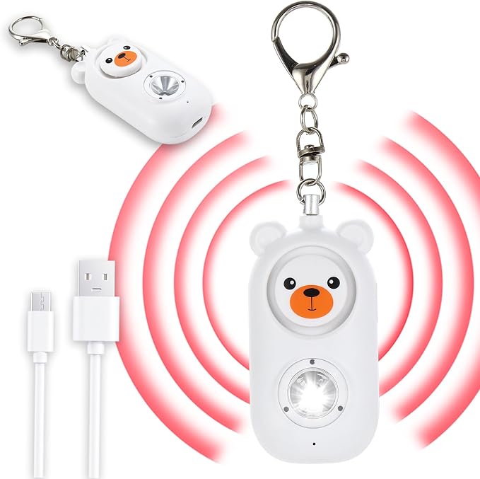 130dB Rechargable Personal Safety Alarm for Women, Safe Alarm Protection Keychain with Strobe Light, Security Siren Self Defense for Students, Girls