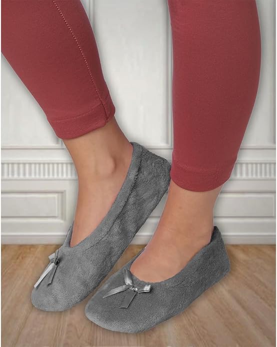 Women's Terry Classic Cotton & Velour Ballerina Slippers (Pack of 2)