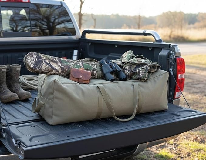 DoYiKe Extra Large Canvas Travel Duffle Bag Heavy Duty, Sports Military Travel Camping Tent Storage