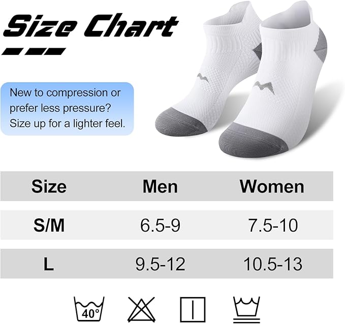 Ankle Compression Socks for Men and Women 6 Pairs, Low Cut Breathable Seamless short Running Socks with Arch Support