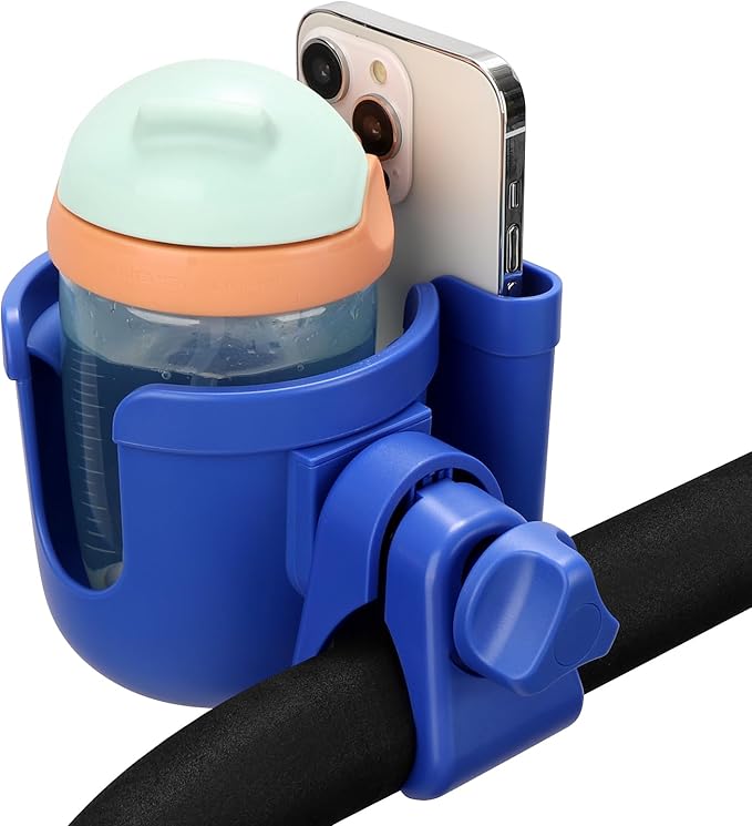 Accmor Stroller Cup Holder with Phone Holder, Bike Cup Holder, Universal Cup Holder for Uppababy Nuna Doona Strollers, 2-in-1 Cup Holder for Walker, Wheelchair, Scooter