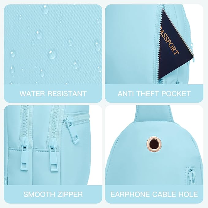 Viverte Quilted Puffer Crossbody Bags for Girls Gifts for Teen Girls Sling Bag Lightweight Cross Body Bubble Purse Shoulder Bag for Travel (Icing Blue)
