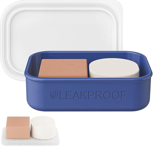 Quatish Large Leakproof Travel Soap Case, Solid Shampoo Bar Holder, Silicone Soap Box with Draining Layer, Enhanced Soap Container, Suitable for Camping, Gym, Bathroom, Outdoor Essentials, Blue