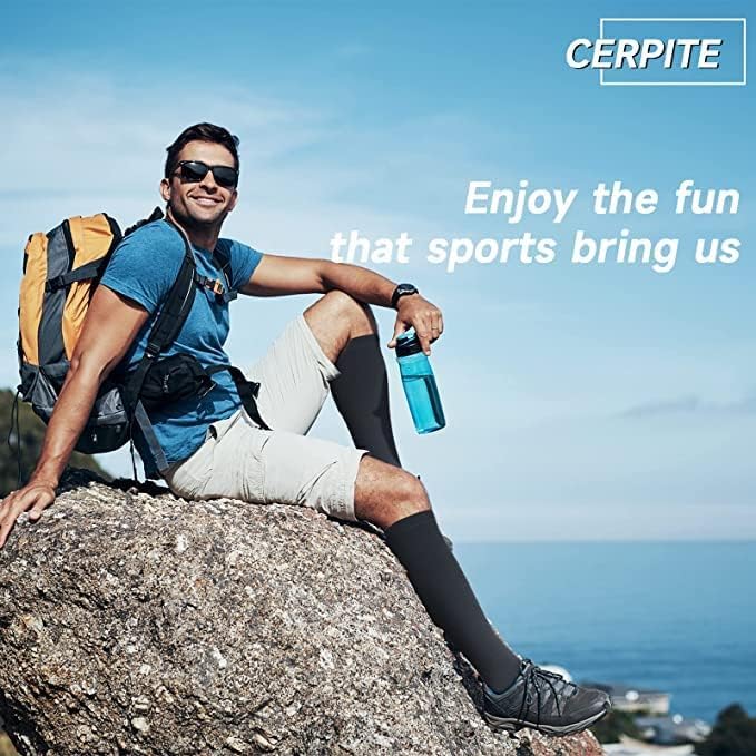 cerpite Compression Socks for Women & Men 6 Pairs Knee High Compression Socks 20-30 mmhg Best for Running,Nurse,Travel