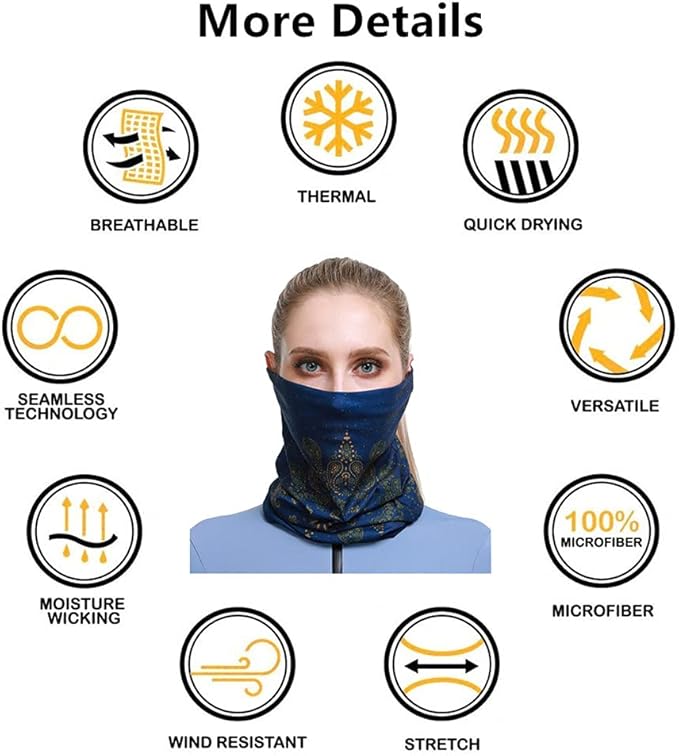 VANCROWN Headband Neck Gaiter Head Wrap Headwear Face Mask Magic Scarf Bandana for Men and Women