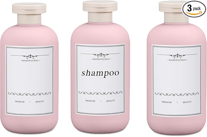 6.8oz Travel Bottles for Toiletries, Empty Plastic Squeeze Bottles with Flip Cap, Lotion Container for Toiletries Travel Size Shampoo and Conditioner (3 pack, pink)