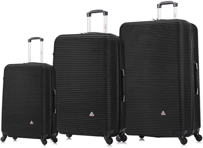 InUSA ROYAL Hardside Luggage Set with Spinner Wheel | Spacious Travel Suitcases with Ergonomic GEL Handle and Studs | (20/28/32) 3 Piece Luggage Set | Black