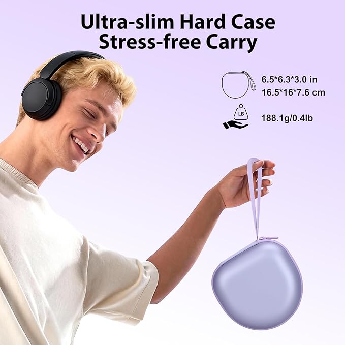 Headphone Case Compatible with JBL/Beats/BERIBES/Jlab/Picun/TOZO/KVIDIO/Soundcore Anker/Skullcandy Noise Cancelling Over-Ear Headphones, Pearl Purple