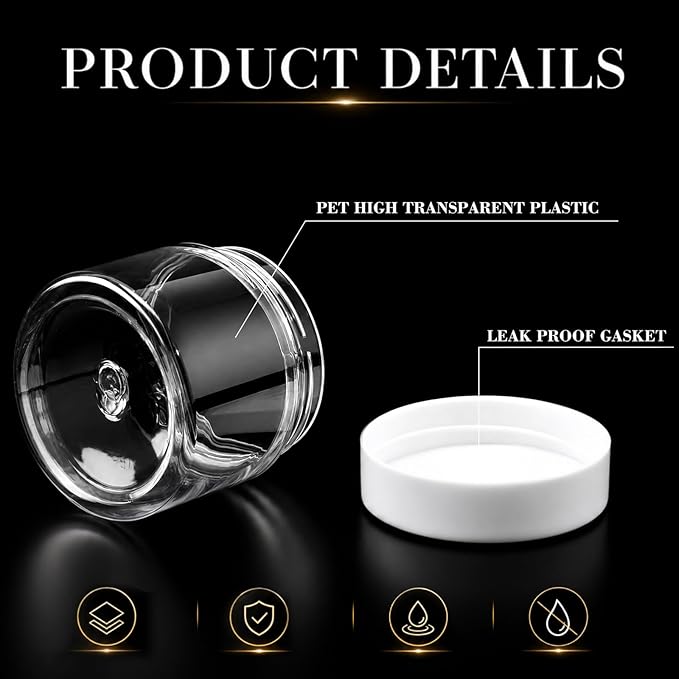 Patelai 4 Pieces Round Wide-mouth Leak Proof Plastic Container Jars with Lids for Travel Storage Makeup Beauty Products Face Creams Oils Salves Ointments DIY Making(2 Ounce,Classic Mix Color)