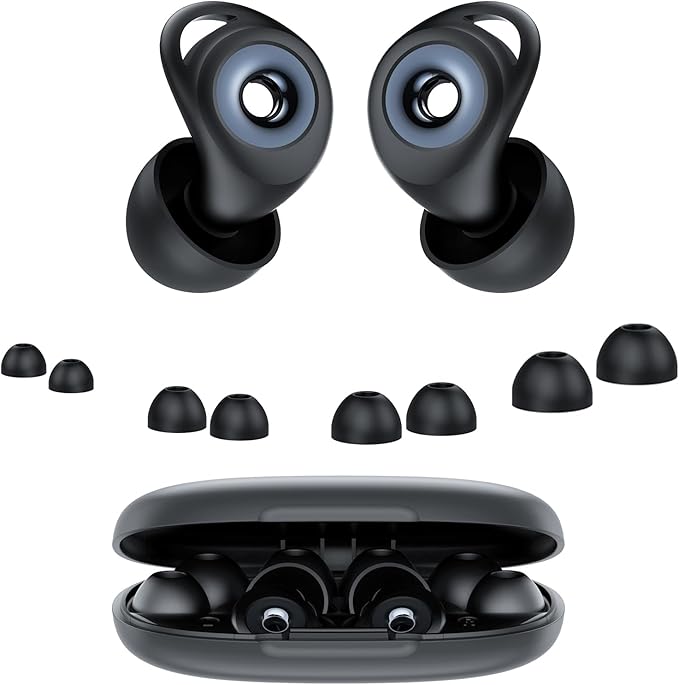 Ear plugs for Sleeping,Noise Cancelling Silicone Earplugs,45 dB,Soft and Reusable,Hearing Protection with 8 Earpieces in 4 Sizes(XS/S/M/L),Carrying bag,for Sleeping,Concert,Working,Studying,Travelling