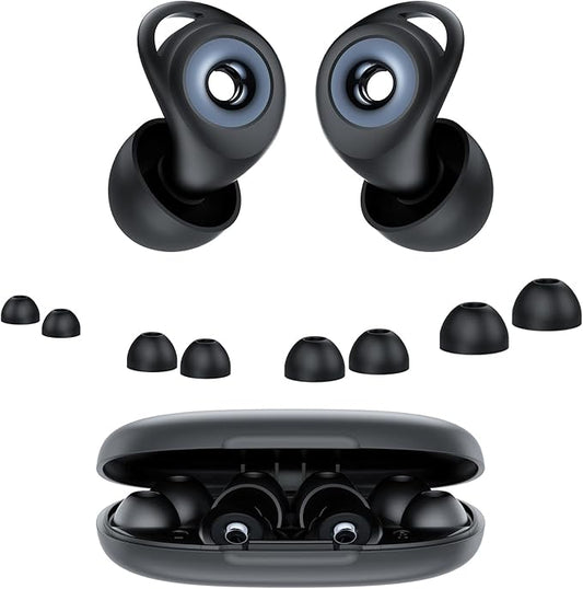 Ear plugs for Sleeping,Noise Cancelling Silicone Earplugs,45 dB,Soft and Reusable,Hearing Protection with 8 Earpieces in 4 Sizes(XS/S/M/L),Carrying bag,for Sleeping,Concert,Working,Studying,Travelling
