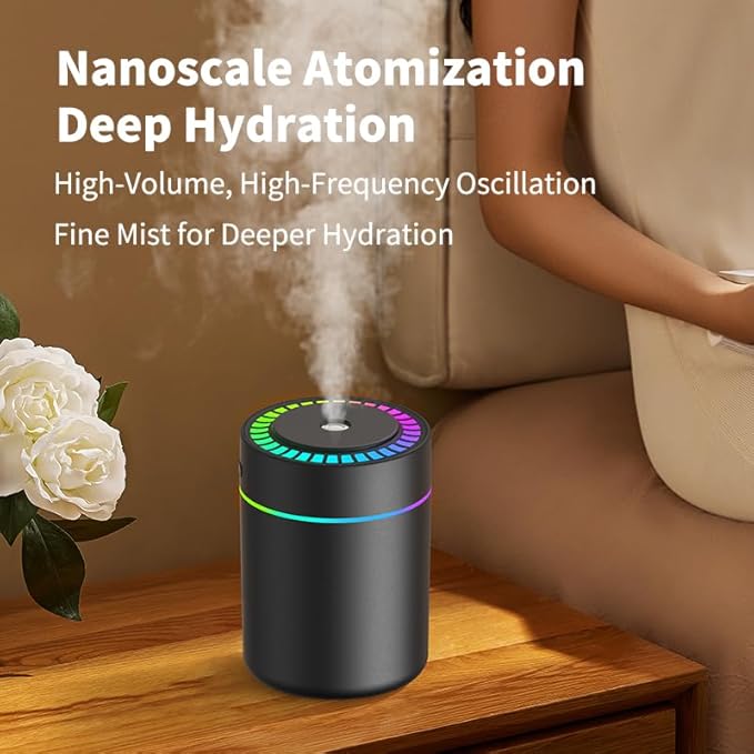 180ml Portable Small Humidifier with Colorful LED Night Light, USB Personal Desktop Humidifier for Car Home Office Travel, Auto Shut-Off, 2 Mist Modes, Super Quiet