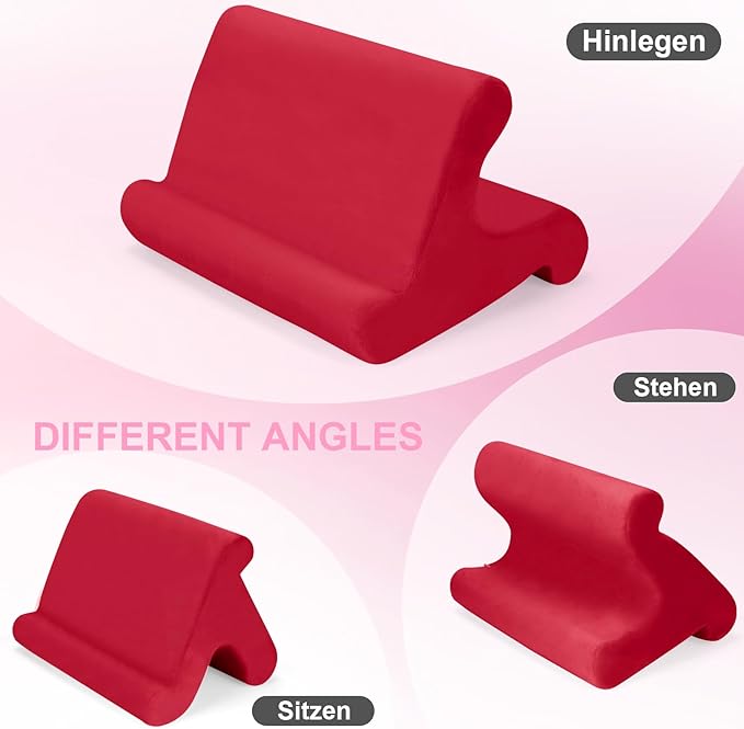 Universal Multi-Angle Tablet Stand Holder-Soft Pad Stand with black phone holder for Lap,Knee,Sofa and Bed,Compatible with iPad Pro 9.7,10.5,12.9 Air Mini 4 3,Kindle,Galaxy Tab,E-Reader (Wine Red)