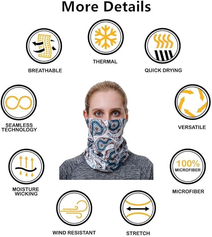 VANCROWN Headband Neck Gaiter Head Wrap Headwear Face Mask Magic Scarf Bandana for Men and Women