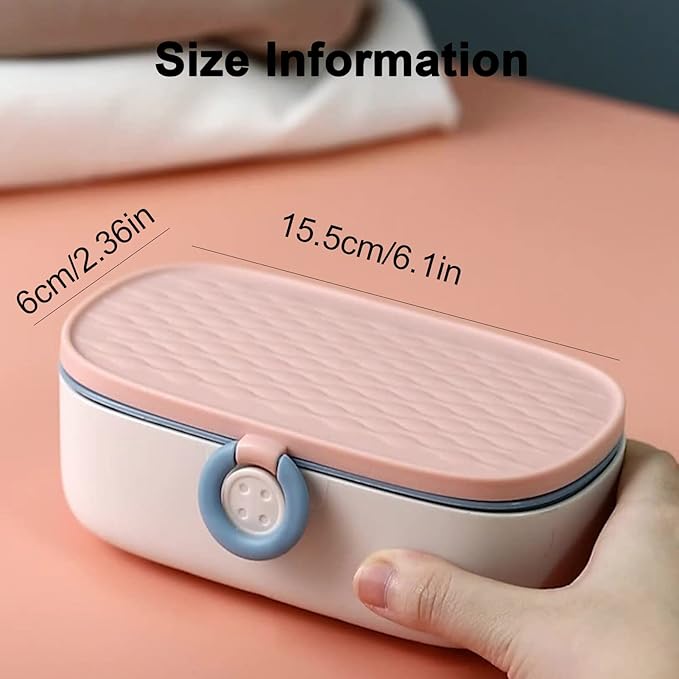 Missraza Sewing Kit, Portable Kit for Adults, Plastic Box Needle and Thread Accesories Supplies Pink 15.5x6cm(6.1x2.36in)
