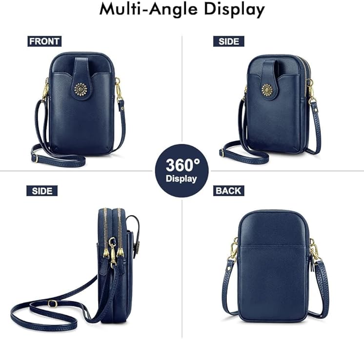 Peacocktion Small Crossbody Bags for Women, Leather RFID Cell Phone Purse, Trendy Travel Crossbody Purses with Zipper