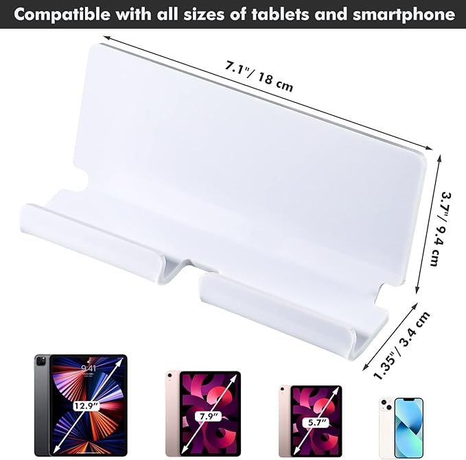 Kamehame Wall Mount Holder, Adhesive Wall Stand for Tablet Smartphones eReader (White)
