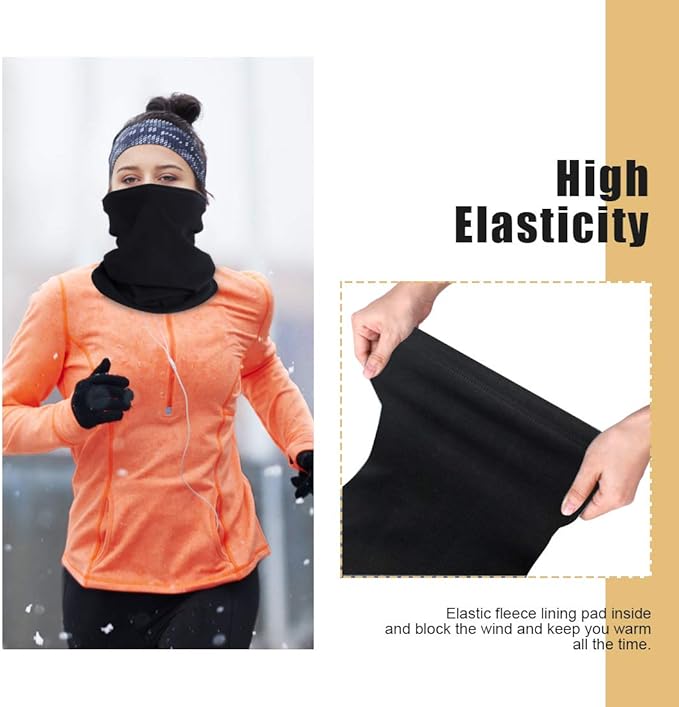 KGC 2 Pack Winter Neck Warmer Gaiter Fleece Windproof Face Mask Cover Cold Weather Scarf for Men & Women