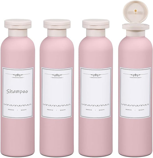 ASEVAT 8.8oz 4pack Refillable Travel Shampoo and Conditioner Bottles, Travel Size containers, Travel Bottle for toiletries, Squeeze Bottles with Flip Cap, Empty Plastic Leak Proof Travel Bottles