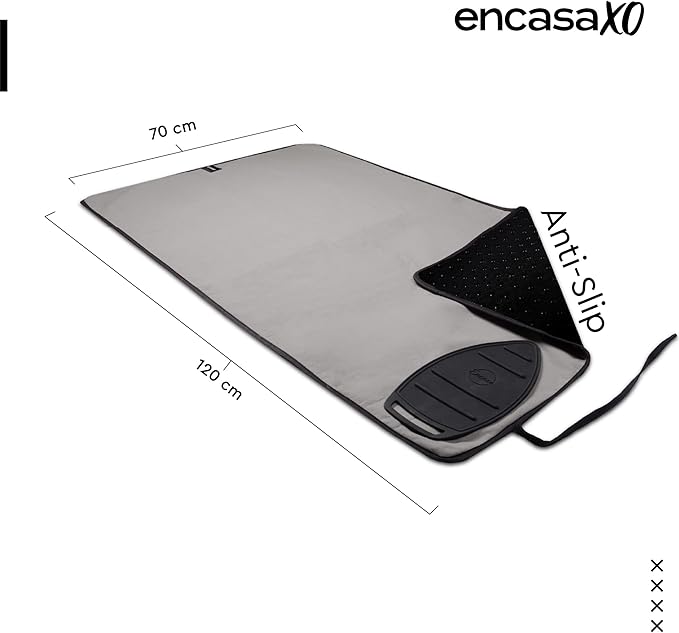 Encasa XO Ironing Mat/Pad Large 48"x28" with Padding, Anti-Slip, Silicone Iron Rest, Steam Press on Tabletop & Bed, Heat Resistant, Portable, Easy to Carry, Grey