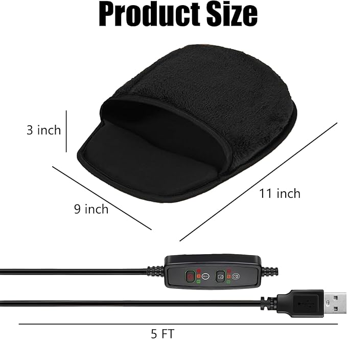 USB Heated Mouse Pad with 3 Adjustable Temperatures & 2/4/8 Hours Timer Settings