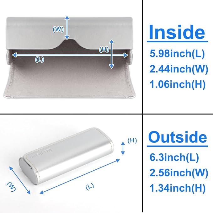 RayLove Hard Shell Glasses Case, Lightweight Leather Eyeglass Case, Travel-Friendly Sunglasses Protector for Men & Women