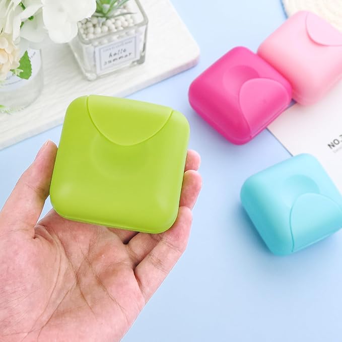 Cosmetic Cotton Pad Holder 4 PCS Plastic Square Holder Multiple Colors Portable Travel and Sealed, Suitable for Makeup Remover Cotton Balls Beads 4 Colors