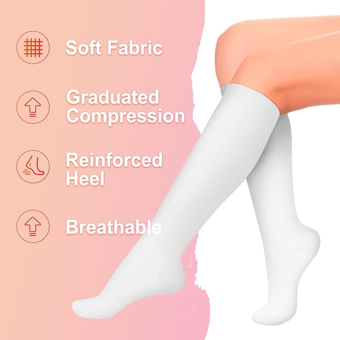 4 Pairs Compression Socks for Women Circulation-Best Support for Nurses,Running,Athletic,Travel