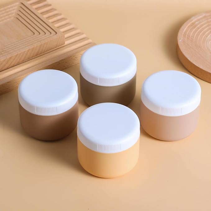 kuangre Travel Containers for Toiletries, Silicone Cream Jars BPA-Free, Leak-proof 1.35oz Travel Size Containers, Portable Size Silicone Jars with Lid for Cosmetic Face Hand Body Cream (4 Pack)