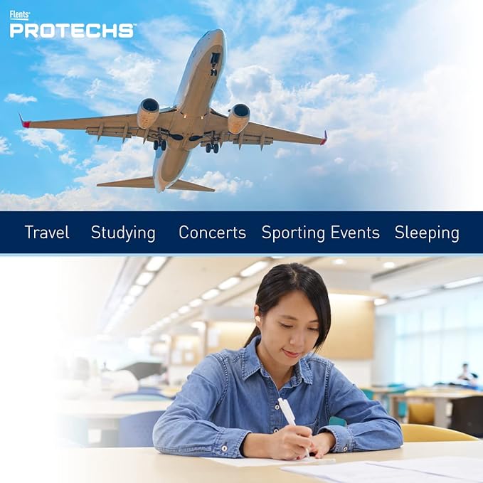 Flents Protechs Foam Ear Plugs for Sleeping, Snoring, Traveling, Concerts, Construction & Studying, Ultra Soft & Comfortable, Blue, 50 Pairs, NRR 32 Hearing Protection for Loud Noise