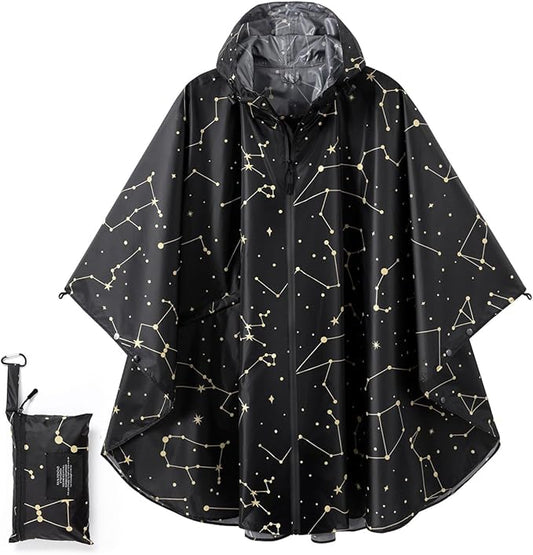 Fashion Hooded Rain Poncho Waterproof Raincoat Jacket with pocket for Women/Men/Adult