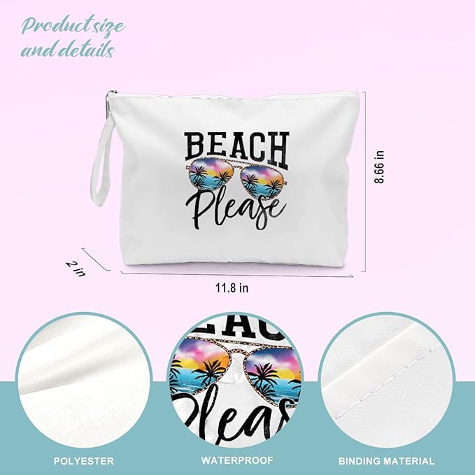 BELLOWDEER Beach Bags for Women, Wet Bag Cosmetic Bag for Beach Toiletries, Summer Travel Essentials, Gifts for Women